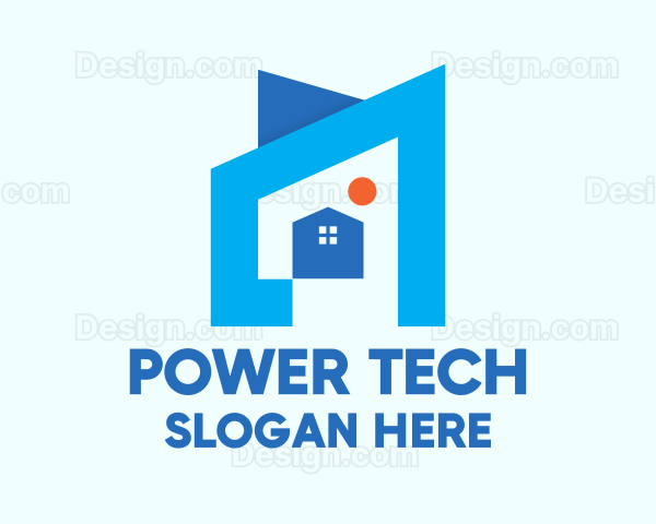 Blue Geometric House Logo