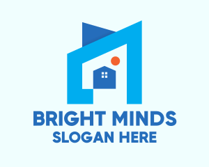 Blue Geometric House Logo