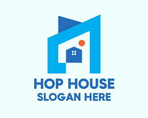 Blue Geometric House logo design