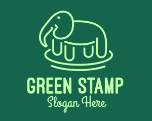 Green Elephant Line Art logo design