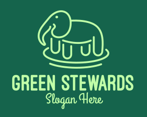 Green Elephant Line Art logo design