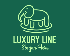 Green Elephant Line Art logo design