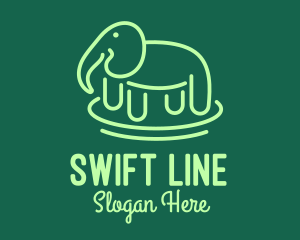 Green Elephant Line Art logo design