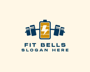 Fitness Energy Barbell logo design