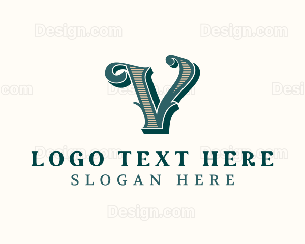 Antique Elegant Designer Letter V Logo