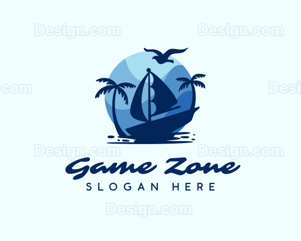 Blue Tropical Sailboat Logo