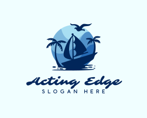 Blue Tropical Sailboat logo design