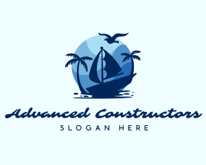 Blue Tropical Sailboat logo design