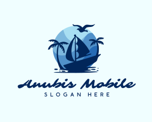 Blue Tropical Sailboat logo design