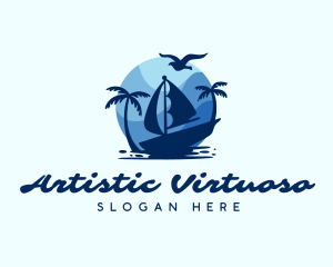 Blue Tropical Sailboat logo design