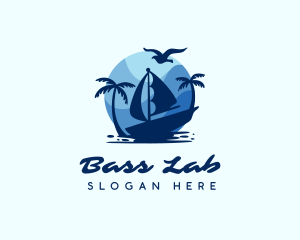 Blue Tropical Sailboat logo design