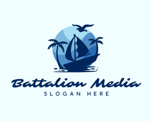 Blue Tropical Sailboat logo design