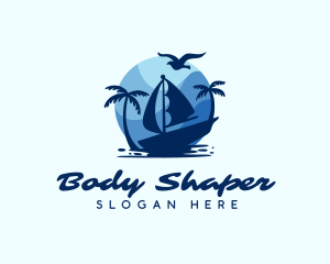 Blue Tropical Sailboat logo design