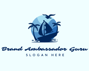 Blue Tropical Sailboat logo design