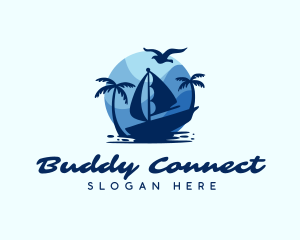 Blue Tropical Sailboat logo design