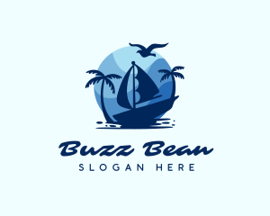 Blue Tropical Sailboat logo design