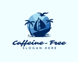 Blue Tropical Sailboat logo design