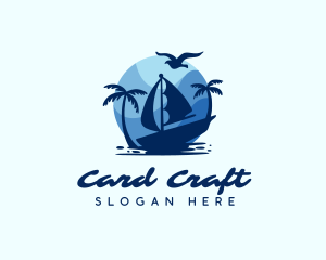 Blue Tropical Sailboat logo design