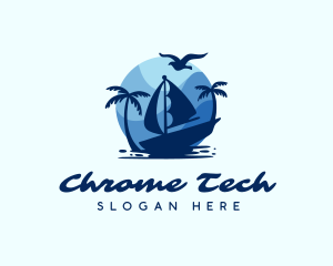 Blue Tropical Sailboat logo design