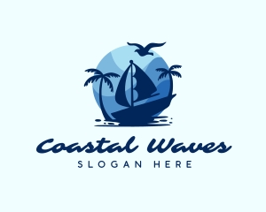 Blue Tropical Sailboat logo