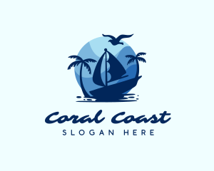 Blue Tropical Sailboat logo design