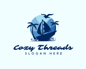 Blue Tropical Sailboat logo design