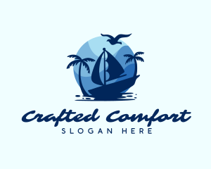 Blue Tropical Sailboat logo design