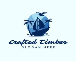 Blue Tropical Sailboat logo design