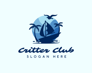 Blue Tropical Sailboat logo design