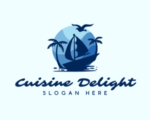 Blue Tropical Sailboat logo design