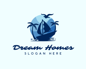 Blue Tropical Sailboat logo