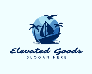 Blue Tropical Sailboat logo design