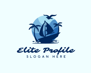 Blue Tropical Sailboat logo design