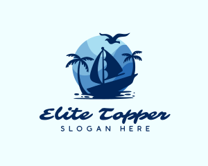 Blue Tropical Sailboat logo design