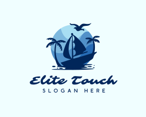 Blue Tropical Sailboat logo design