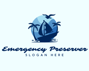 Blue Tropical Sailboat logo design