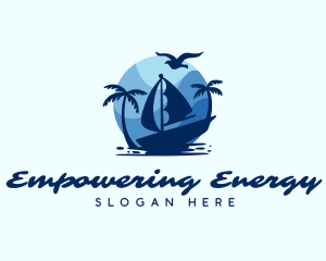 Blue Tropical Sailboat logo design