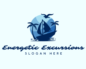 Blue Tropical Sailboat logo design