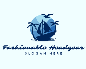 Blue Tropical Sailboat logo design