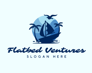 Blue Tropical Sailboat logo design