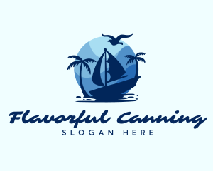 Blue Tropical Sailboat logo design