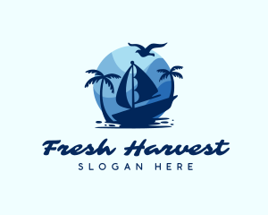 Blue Tropical Sailboat logo design