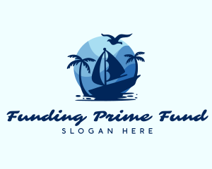 Blue Tropical Sailboat logo design