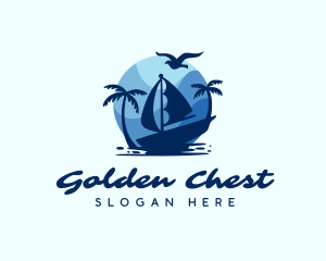 Blue Tropical Sailboat logo design