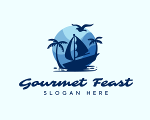 Blue Tropical Sailboat logo design