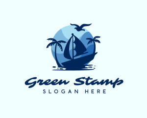 Blue Tropical Sailboat logo design