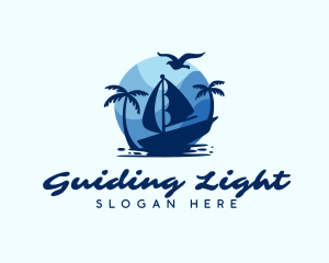 Blue Tropical Sailboat logo design