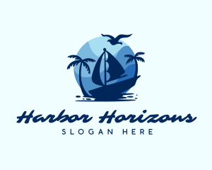 Blue Tropical Sailboat logo