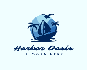 Blue Tropical Sailboat logo design