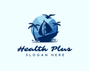 Blue Tropical Sailboat logo design